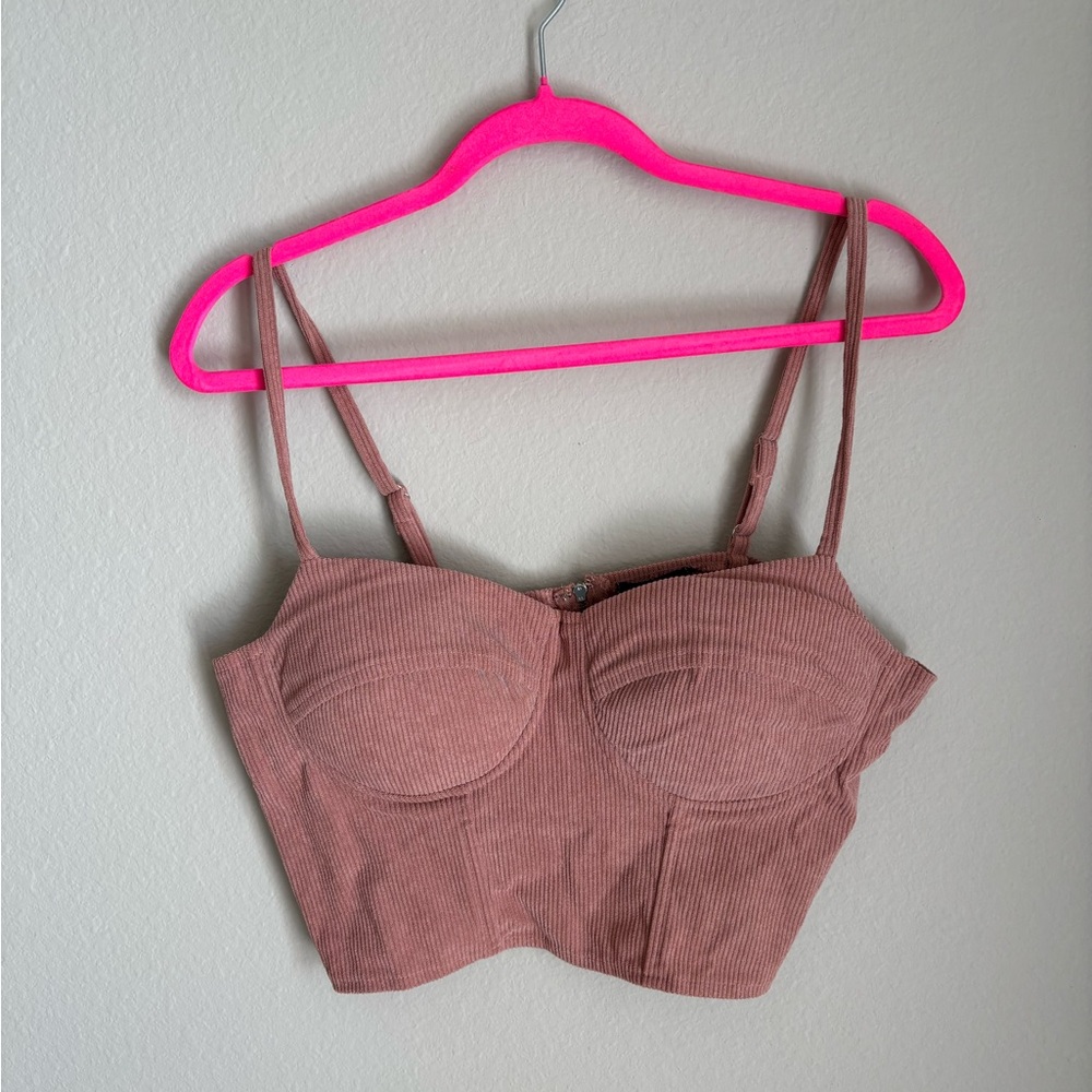 Women's Ribbed Mauve Crop Top
